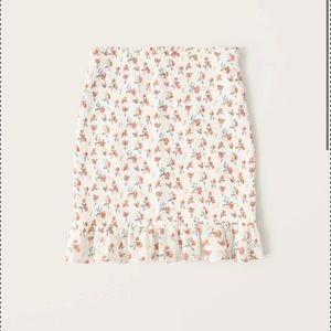 Peach Print Smocked Mini Skirt